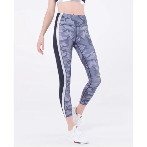 Veronica Beard Pants - Veronica Beard X Bandier Ronda Leggings Camo Metallic Side Stripe Sophisticated